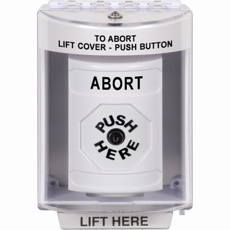 SS2380AB-EN STI White Indoor/Outdoor Surface w/ Horn Key-to-Reset Stopper Station with ABORT Label English