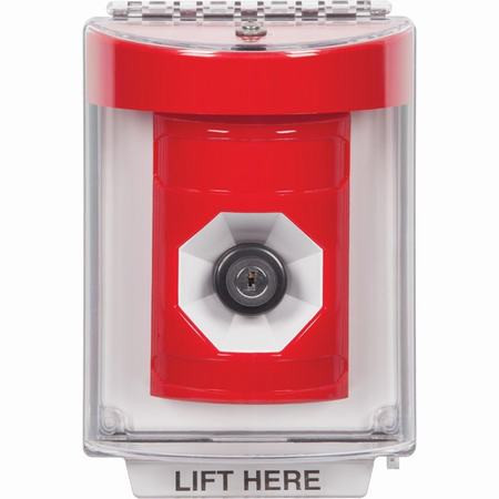 SS2043NT-EN STI Red Indoor/Outdoor Flush w/ Horn Key-to-Activate Stopper Station with No Text Label English
