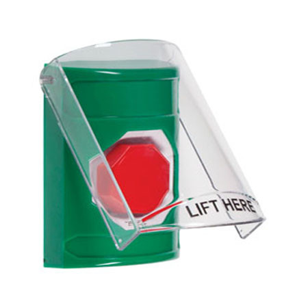 SS2129NT-EN STI Green Indoor Only Flush or Surface Turn-to-Reset (Illuminated) Stopper Station with No Text Label English