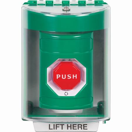 SS2189NT-EN STI Green Indoor/Outdoor Surface w/ Horn Turn-to-Reset (Illuminated) Stopper Station with No Text Label English