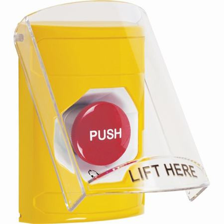 SS2221NT-EN STI Yellow Indoor Only Flush or Surface Turn-to-Reset Stopper Station with No Text Label English