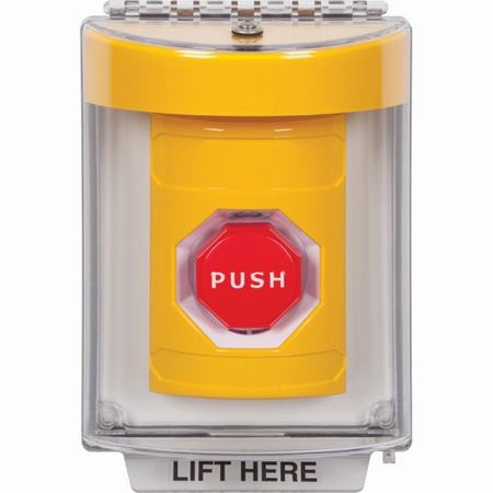 SS2238NT-EN STI Yellow Indoor/Outdoor Flush Pneumatic (Illuminated) Stopper Station with No Text Label English