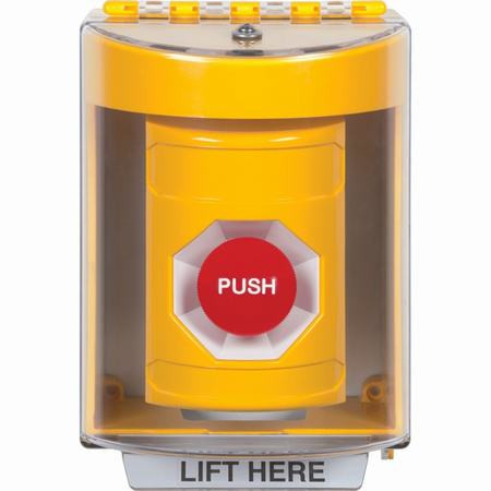 SS2284NT-EN STI Yellow Indoor/Outdoor Surface w/ Horn Momentary Stopper Station with No Text Label English