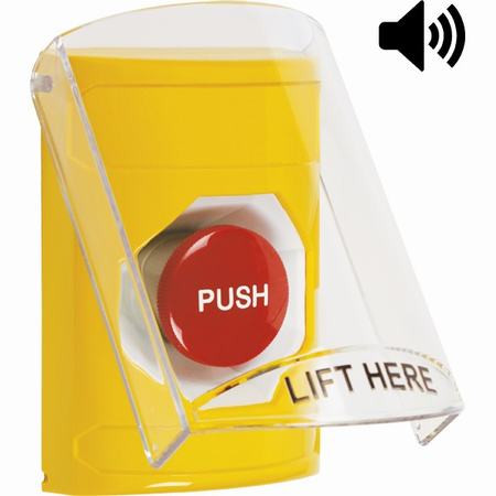 SS22A4NT-EN STI Yellow Indoor Only Flush or Surface w/ Horn Momentary Stopper Station with No Text Label English