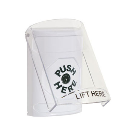 SS2320NT-EN STI White Indoor Only Flush or Surface Key-to-Reset Stopper Station with No Text Label English