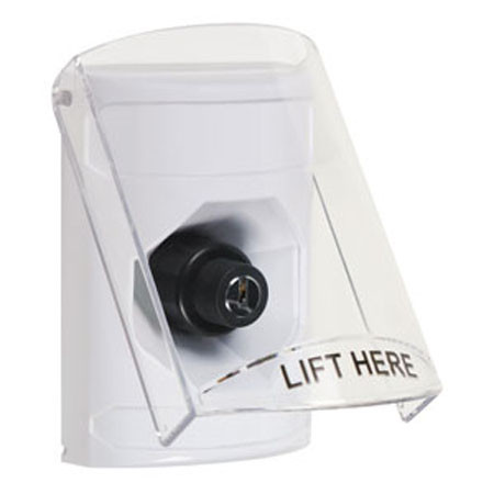 SS2323NT-EN STI White Indoor Only Flush or Surface Key-to-Activate Stopper Station with No Text Label English