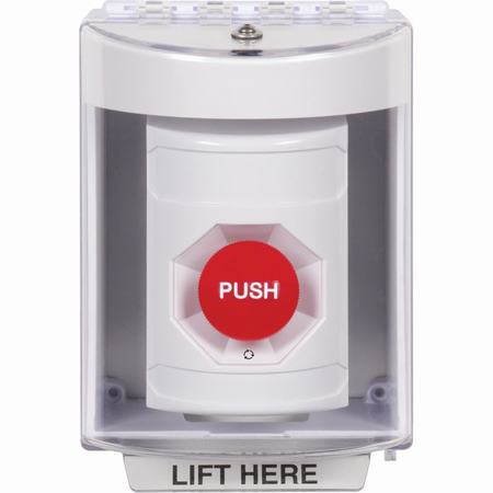 SS2381NT-EN STI White Indoor/Outdoor Surface w/ Horn Turn-to-Reset Stopper Station with No Text Label English