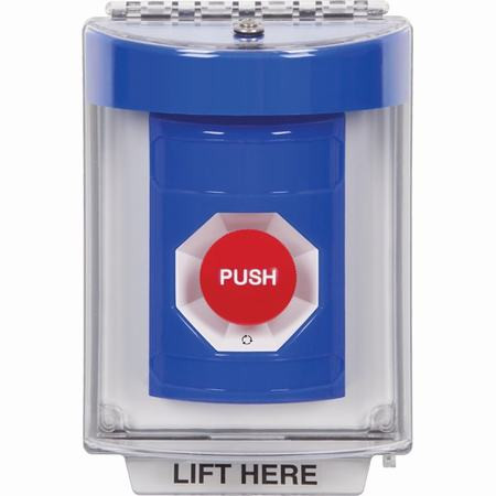 SS2441NT-EN STI Blue Indoor/Outdoor Flush w/ Horn Turn-to-Reset Stopper Station with No Text Label English