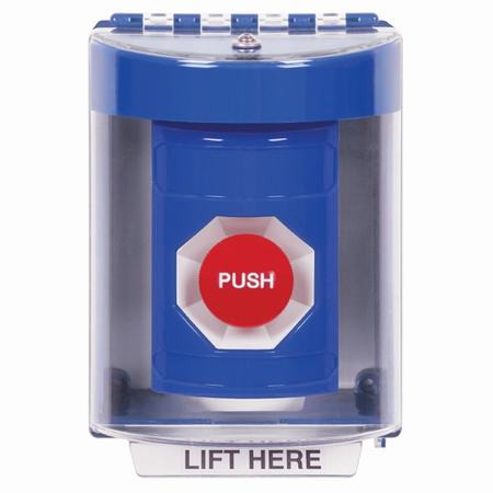 SS2484NT-EN STI Blue Indoor/Outdoor Surface w/ Horn Momentary Stopper Station with No Text Label English