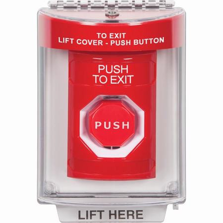 SS2042PX-EN STI Red Indoor/Outdoor Flush w/ Horn Key-to-Reset (Illuminated) Stopper Station with PUSH TO EXIT Label English