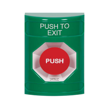 SS2101PX-EN STI Green No Cover Turn-to-Reset Stopper Station with PUSH TO EXIT Label English