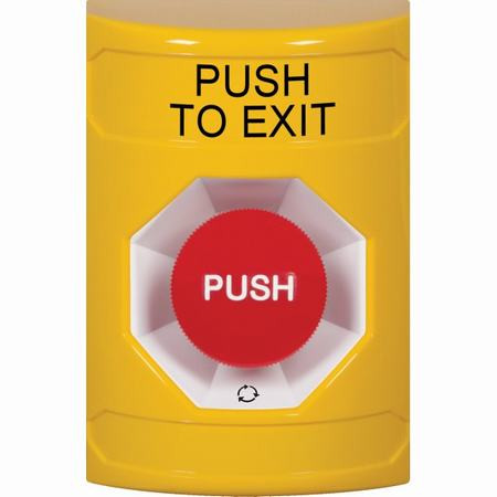 SS2201PX-EN STI Yellow No Cover Turn-to-Reset Stopper Station with PUSH TO EXIT Label English