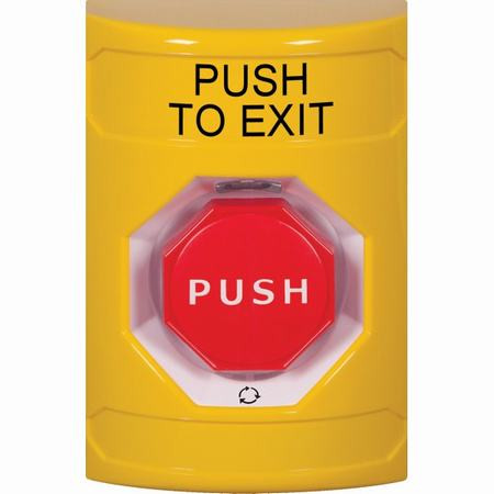 SS2209PX-EN STI Yellow No Cover Turn-to-Reset (Illuminated) Stopper Station with PUSH TO EXIT Label English