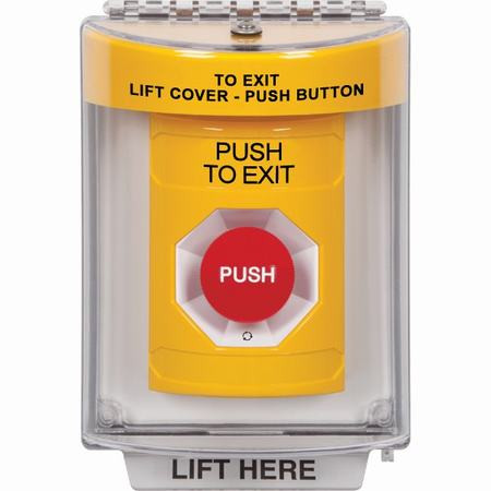 SS2231PX-EN STI Yellow Indoor/Outdoor Flush Turn-to-Reset Stopper Station with PUSH TO EXIT Label English