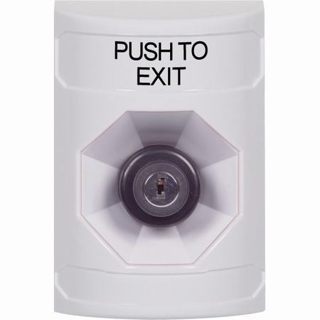 SS2303PX-EN STI White No Cover Key-to-Activate Stopper Station with PUSH TO EXIT Label English