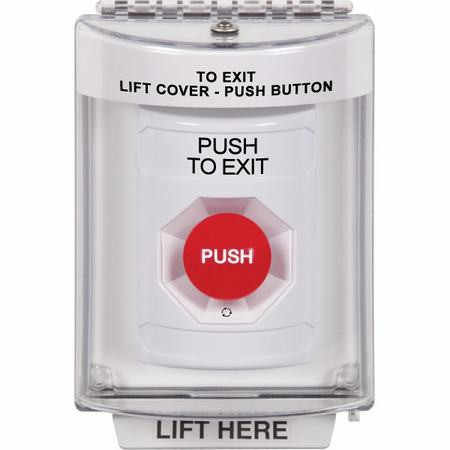 SS2331PX-EN STI White Indoor/Outdoor Flush Turn-to-Reset Stopper Station with PUSH TO EXIT Label English