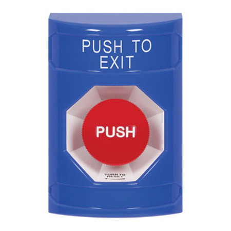 SS2401PX-EN STI Blue No Cover Turn-to-Reset Stopper Station with PUSH TO EXIT Label English