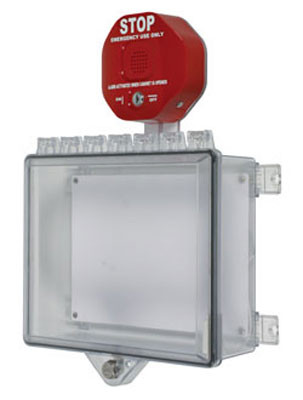 STI-7523 STI Protective Cabinet, Polycarbonate with Backplate, Auto Siren and Thumb Lock - Clear