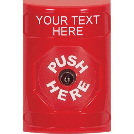SS2000ZA-EN STI Red No Cover Key-to-Reset Stopper Station with Non-Returnable Custom Text Label English