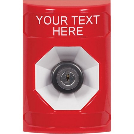 SS2003ZA-EN STI Red No Cover Key-to-Activate Stopper Station with Non-Returnable Custom Text Label English