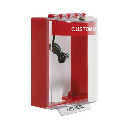 STI-13230CR STI Universal Stopper Dome Cover Surface Mount and Hood with Horn and Relay - Custom Label - Red - Non-Returnable