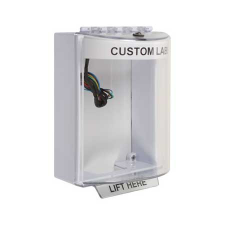 STI-13230CW STI Universal Stopper Dome Cover Surface Mount and Hood with Horn and Relay - Custom Label - White - Non-Returnable