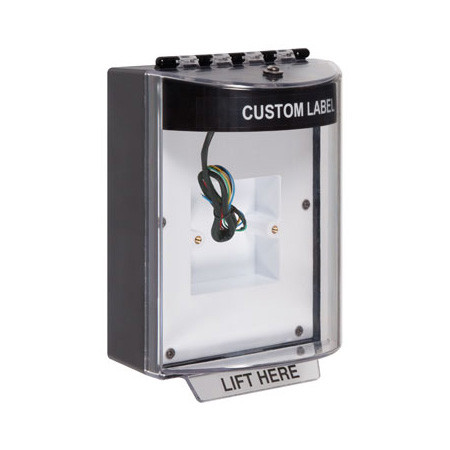 STI-13830CK STI Universal Stopper Dome Cover Enclosed Back Box, European Sealed Mounting Plate and Hood with Horn and Relay - Custom Label - Black - Non-Returnable