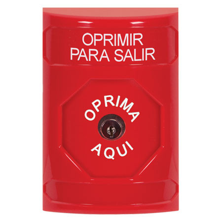 SS2000PX-ES STI Red No Cover Key-to-Reset Stopper Station with PUSH TO EXIT Label Spanish