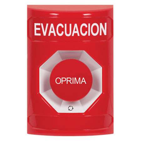 SS2001EV-ES STI Red No Cover Turn-to-Reset Stopper Station with EVACUATION Label Spanish
