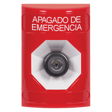 SS2003PO-ES STI Red No Cover Key-to-Activate Stopper Station with EMERGENCY POWER OFF Label Spanish
