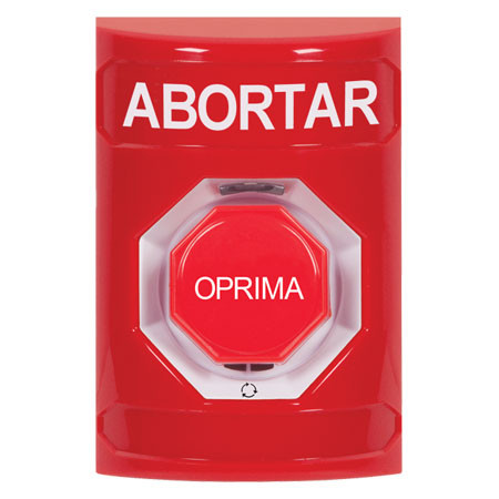 SS2009AB-ES STI Red No Cover Turn-to-Reset (Illuminated) Stopper Station with ABORT Label Spanish
