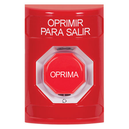 SS2009PX-ES STI Red No Cover Turn-to-Reset (Illuminated) Stopper Station with PUSH TO EXIT Label Spanish