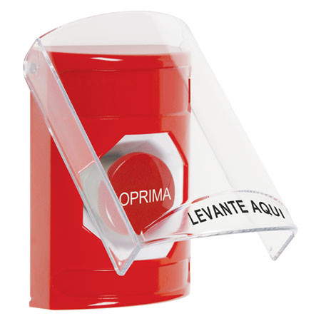 SS2024NT-ES STI Red Indoor Only Flush or Surface Momentary Stopper Station with No Text Label Spanish