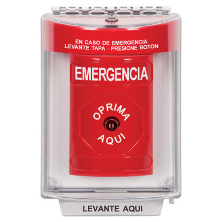 SS2030EM-ES STI Red Indoor/Outdoor Flush Key-to-Reset Stopper Station with EMERGENCY Label Spanish