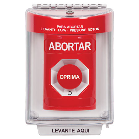 SS2031AB-ES STI Red Indoor/Outdoor Flush Turn-to-Reset Stopper Station with ABORT Label Spanish