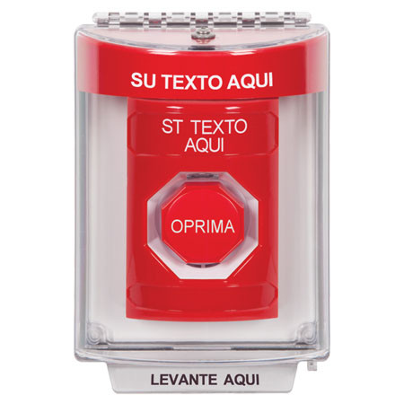 SS2032ZA-ES STI Red Indoor/Outdoor Flush Key-to-Reset (Illuminated) Stopper Station with Non-Returnable Custom Text Label Spanish