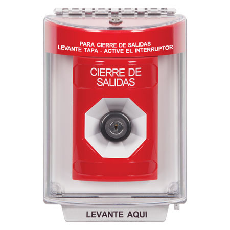 SS2033LD-ES STI Red Indoor/Outdoor Flush Key-to-Activate Stopper Station with LOCKDOWN Label Spanish