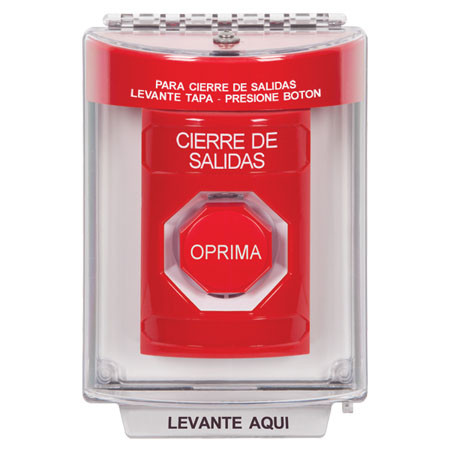 SS2035LD-ES STI Red Indoor/Outdoor Flush Momentary (Illuminated) Stopper Station with LOCKDOWN Label Spanish