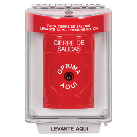 SS2040LD-ES STI Red Indoor/Outdoor Flush w/ Horn Key-to-Reset Stopper Station with LOCKDOWN Label Spanish