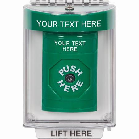 SS2130ZA-EN STI Green Indoor/Outdoor Flush Key-to-Reset Stopper Station with Non-Returnable Custom Text Label English