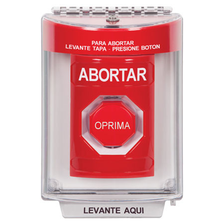 SS2045AB-ES STI Red Indoor/Outdoor Flush w/ Horn Momentary (Illuminated) Stopper Station with ABORT Label Spanish