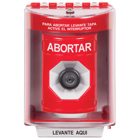 SS2073AB-ES STI Red Indoor/Outdoor Surface Key-to-Activate Stopper Station with ABORT Label Spanish