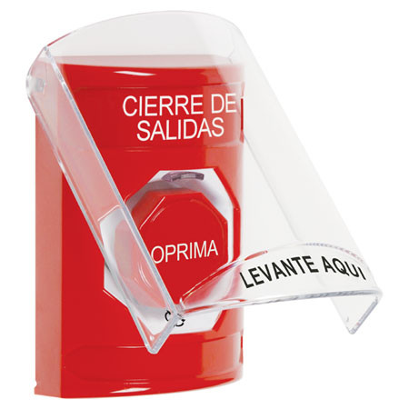 SS20A9LD-ES STI Red Indoor Only Flush or Surface w/ Horn Turn-to-Reset (Illuminated) Stopper Station with LOCKDOWN Label Spanish
