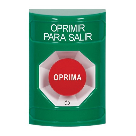 SS2101PX-ES STI Green No Cover Turn-to-Reset Stopper Station with PUSH TO EXIT Label Spanish
