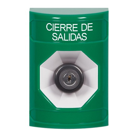 SS2103LD-ES STI Green No Cover Key-to-Activate Stopper Station with LOCKDOWN Label Spanish