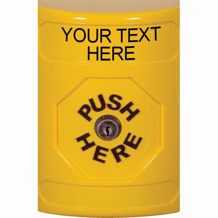 SS2200ZA-EN STI Yellow No Cover Key-to-Reset Stopper Station with Non-Returnable Custom Text Label English