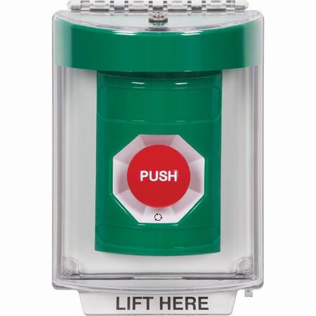 SS2131NT-ES STI Green Indoor/Outdoor Flush Turn-to-Reset Stopper Station with No Text Label Spanish