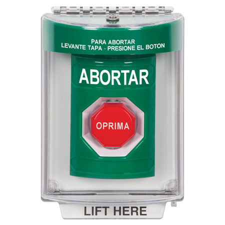 SS2132AB-ES STI Green Indoor/Outdoor Flush Key-to-Reset (Illuminated) Stopper Station with ABORT Label Spanish