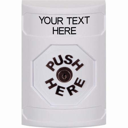 SS2300ZA-EN STI White No Cover Key-to-Reset Stopper Station with Non-Returnable Custom Text Label English