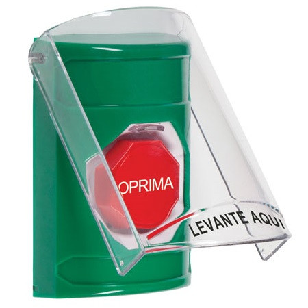 SS21A2NT-ES STI Green Indoor Only Flush or Surface w/ Horn Key-to-Reset (Illuminated) Stopper Station with No Text Label Spanish